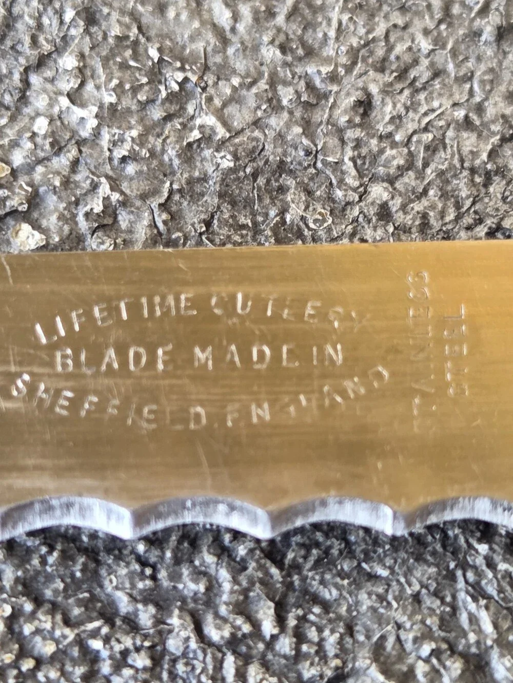 Cornflower Blue Lifetime Cutlery Serrated Table Knife with White Floral Handle